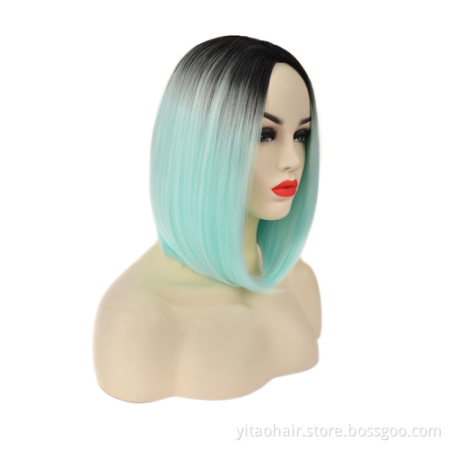 Soft Natural green Color Lace Band Wig synthetic Hair Wigs